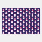 ピンクの雪だるまと雪ぼけ ラッピングペーパーシート (正面2)