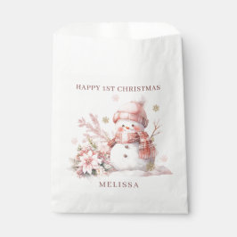 ピンクの雪だるまガール1stクリスマスプレゼントバッグ フェイバーバッグ
