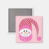 ピンクの雪だるま マグネット (正面/裏面)