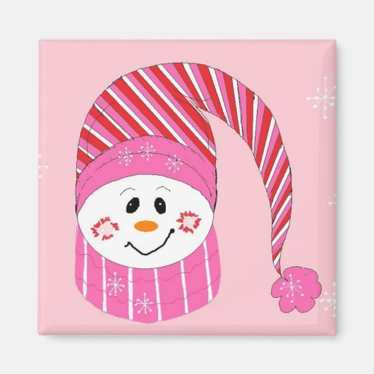 ピンクの雪だるま マグネット (正面)
