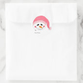 ピンクの雪だるま ラウンドシール (バッグ)