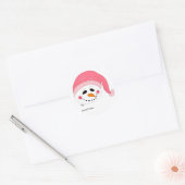 ピンクの雪だるま ラウンドシール (封筒)