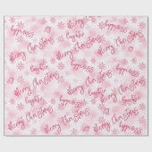 ピンクの雪の喜び幸せ笑いクリスマス ラッピングペーパー (フラット)