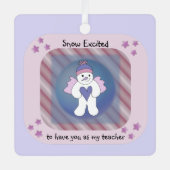ピンクの雪の天使の先生用セラミックオーナメント メタルオーナメント (正面)