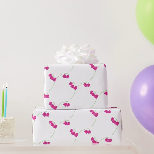 ピンクの雪の滴のフローラ ラッピングペーパー (パーティーギフト)