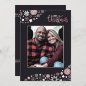 ピンクの雪の結晶が楽しいクリスマス シーズンカード (正面/裏面)