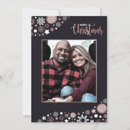 ピンクの雪の結晶が楽しいクリスマス シーズンカード