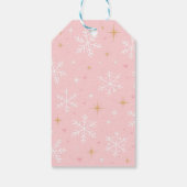 ピンクの雪の結晶とゴールドのスパークル クリスマス ギフトタグ (裏面)