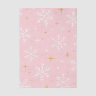 ピンクの雪の結晶とゴールドのスパークル クリスマス 薄葉紙