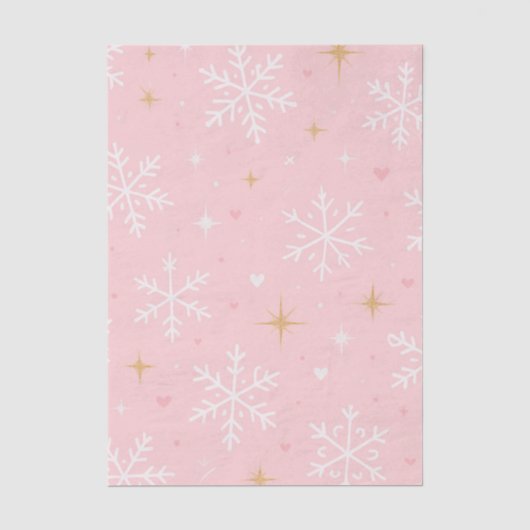 ピンクの雪の結晶とゴールドのスパークル クリスマス 薄葉紙 (正面)