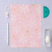 ピンクの雪の結晶とゴールドのスパークル クリスマス 薄葉紙 (クラフト)