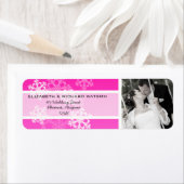 ピンクの雪の結晶のクリスマスウェディングラベル ラベル (インサイチュ)