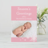 ピンクの雪の結晶の写真ホリデーカード シーズンカード (スタンド正面)