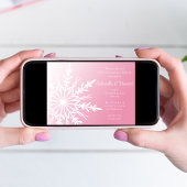 ピンクの雪の結晶の冬の結婚式のリハーサルディナー 招待状