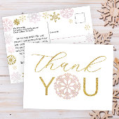 ピンクの雪の結晶ベイビーシャワーのお礼のポストカード ポストカード