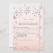ピンクの雪の結晶 オーバー・オア・アンダー ベビーシャワーゲーム 招待状 (正面)