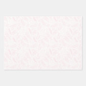 ピンクの雪の結晶、ベリーとストライプクリスマス ラッピングペーパーシート (正面2)