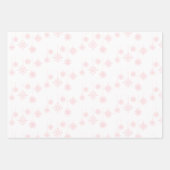 ピンクの雪の結晶、ベリーとストライプクリスマス ラッピングペーパーシート (正面)