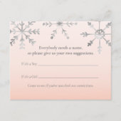 ピンクの雪の結晶 名前提案 ベビーシャワー ゲーム エンクロージャーカード (正面)