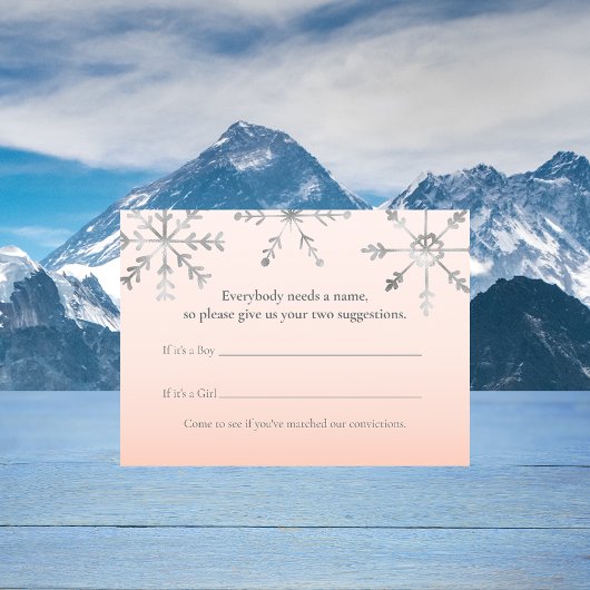 ピンクの雪の結晶 名前提案 ベビーシャワー ゲーム エンクロージャーカード