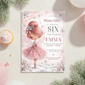 ピンクの雪の花の妖精の女の子の誕生日招待状 招待状