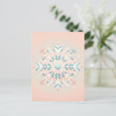ピンクの雪の花チャーム ベビーガールシャワー招待状 ポストカード (スタンド正面)