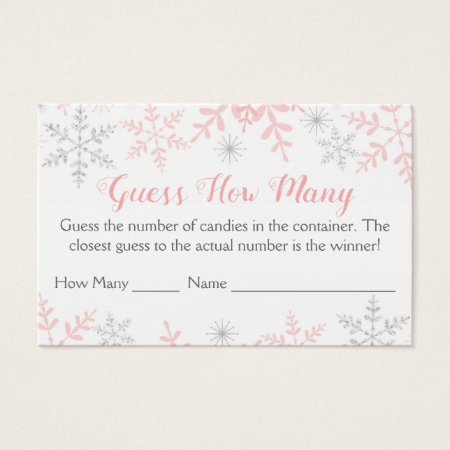 ピンクの雪の赤ちゃんシャワー推測ゲーム数 (正面)