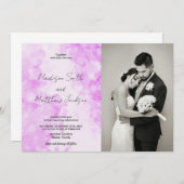 ピンクの雪の雲の結婚式招待状と写真 招待状 (正面/裏面)