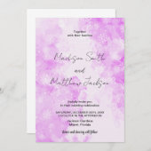 ピンクの雪の雲結婚式招待状 招待状 (正面/裏面)