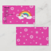 ピンクの雪片との虹のユニコーン 名刺 (正面/裏面)