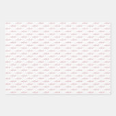 ピンクの雪片とホワイトホリデースクリプト ラッピングペーパーシート (正面)