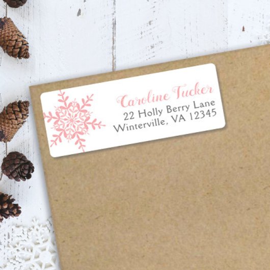 ピンクの雪片の冬の赤ちゃんガールシャワーアドレス ラベル