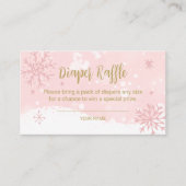 ピンクの雪片ガールベビーシャワーおむつラッフル エンクロージャーカード (正面)