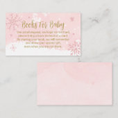 ピンクの雪片ガールベビーシャワーベビー エンクロージャーカード (正面/裏面)