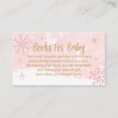 ピンクの雪片ガールベビーシャワーベビー エンクロージャーカード (正面)