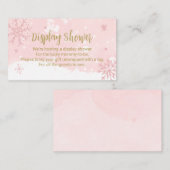 ピンクの雪片ガールベビーシャワー表示シャワー エンクロージャーカード (正面/裏面)