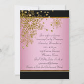 ピンクの雪片ベビーガールシャワー 招待状 (裏面)