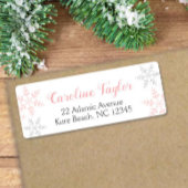 ピンクの雪片ベビーシャワー冬 ラベル