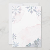 ピンクの雪片ベビーシャワー外は寒い 招待状 (裏面)