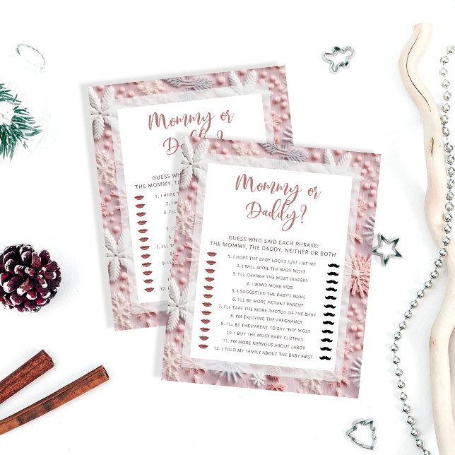 ピンクの雪片ママまたはパパ赤ちゃんシャワーゲーム (クリエイターアップロード済み)