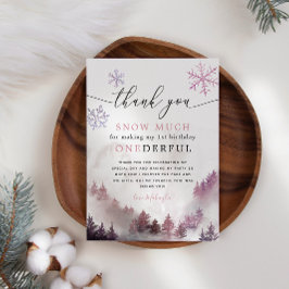 ピンクの雪片ONEderful 1st誕生日 サンキューカード