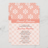 ピンクの雪片Sweet sixteen招待状 招待状 (正面/裏面)