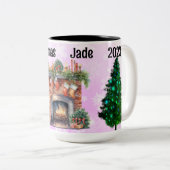 ピンクの雪 ツートーンマグカップ (正面右)