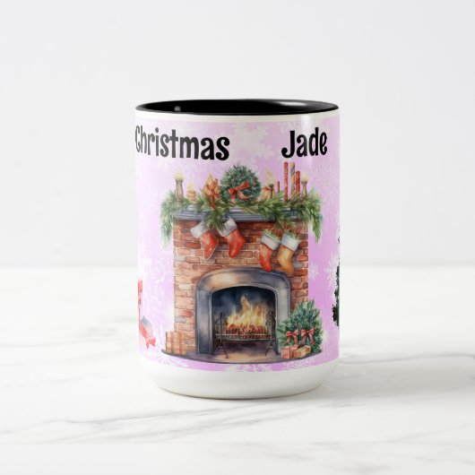 ピンクの雪 ツートーンマグカップ (中央)