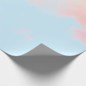 ピンクの雲で包む紙ブルー ラッピングペーパー (角)