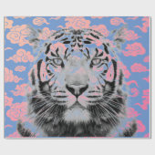 ピンクの雲で包んだギフト用日本の虎 ラッピングペーパー (フラット)