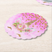 ピンクの雲と金ゴールド星ユニコーン ペーパーコースター (アングル)