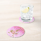 ピンクの雲と金ゴールド星ユニコーン ペーパーコースター (インサイチュ)