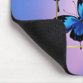 ピンクの雲と青い蝶のマウスパッド マウスパッド (コーナー)