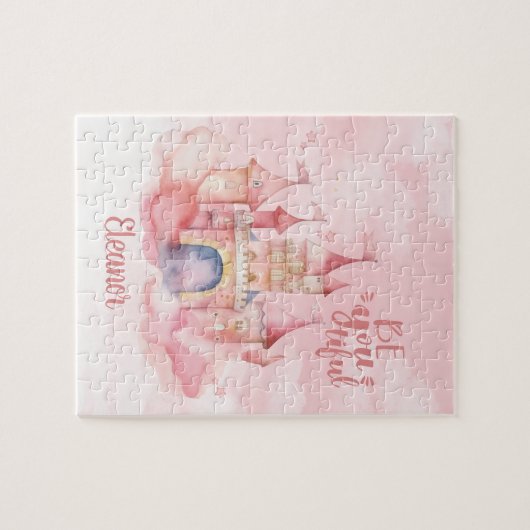 ピンクの雲に美しい宮殿をカスタマイズ ジグソーパズル (横)